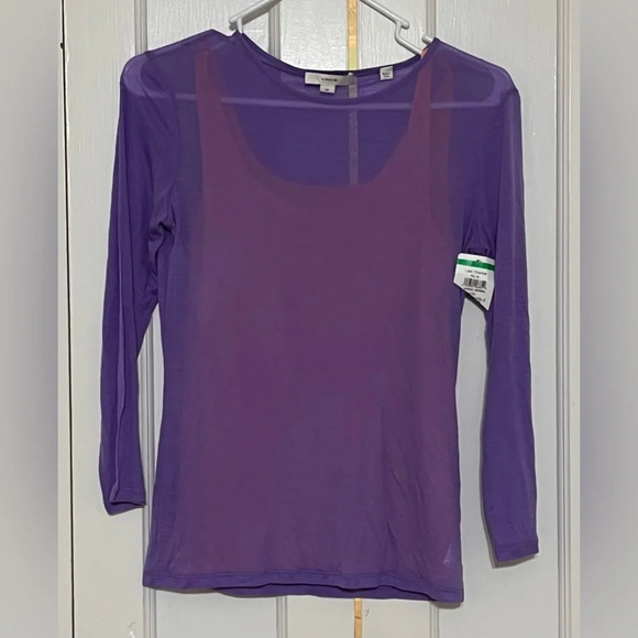 Vince Sheer 3/4 Sleeve Crew in Sugar Plum Combo - Picture 4 of 7